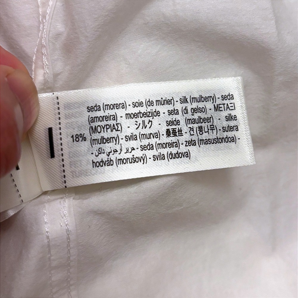 Aaron Levine ZARA Silk Relax Flowy Button Work Shirt Men Large Off White Cotton - Picture 5 of 14